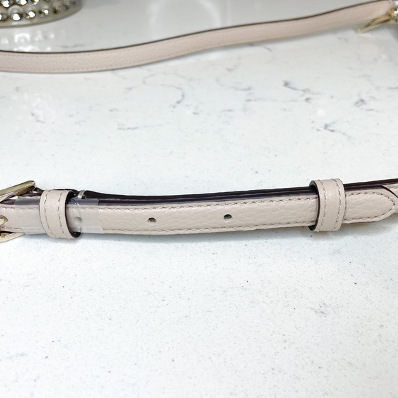 NWT Kate Spade Beige Nude & Cream Pebbled Leather Triple Gusset Crossbody Purse - Picture 9 of 11